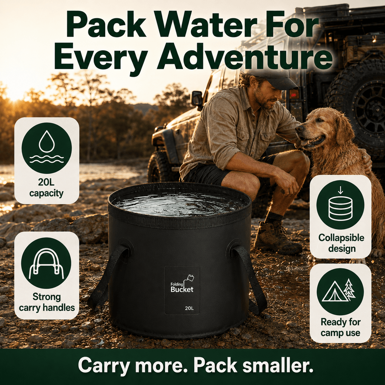 RinseFlow Fold-Flat Water Bucket